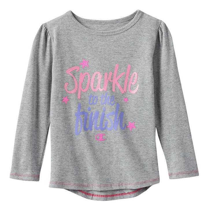 Girls 4-6x Champion Long Sleeve Droptail Graphic Tee, Girl's, Size: 6x, Light Grey