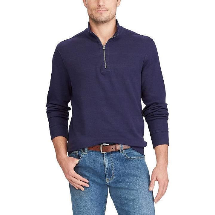 Men's Chaps Classic-fit Reversible Quarter-zip Pullover, Size: Xl, Blue (navy)