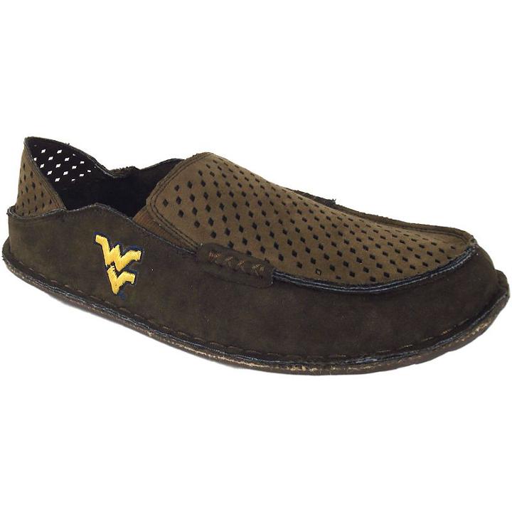 Men's West Virginia Mountaineers Cayman Perforated Moccasin, Size: 10, Brown