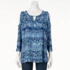 Women's Double Click Strappy Cold-shoulder Top, Size: Large, Blue (navy)