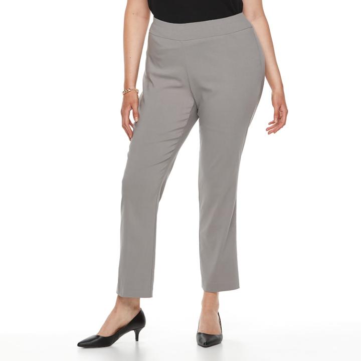 Plus Size Dana Buchman Slimming Pull-on Pants, Women's, Size: 2xl, Light Grey