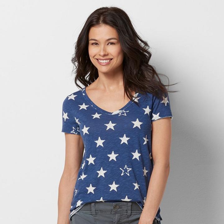 Petite Sonoma Goods For Life&trade; Double-v-neck Tee, Women's, Size: M Petite, Dark Blue