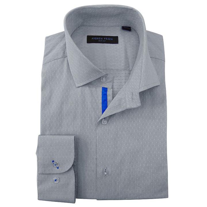 Men's Andrew Fezza Slim-fit Comfort Flex Collar Dress Shirt, Size: 17.5, Grey