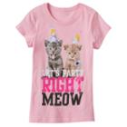 Girls 7-16 Let's Party Right Meow Kitten Glitter Graphic Tee, Girl's, Size: Large, Med Pink
