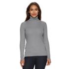 Women's Croft & Barrow&reg; Essential Ribbed Turtleneck Sweater, Size: Small, Med Grey