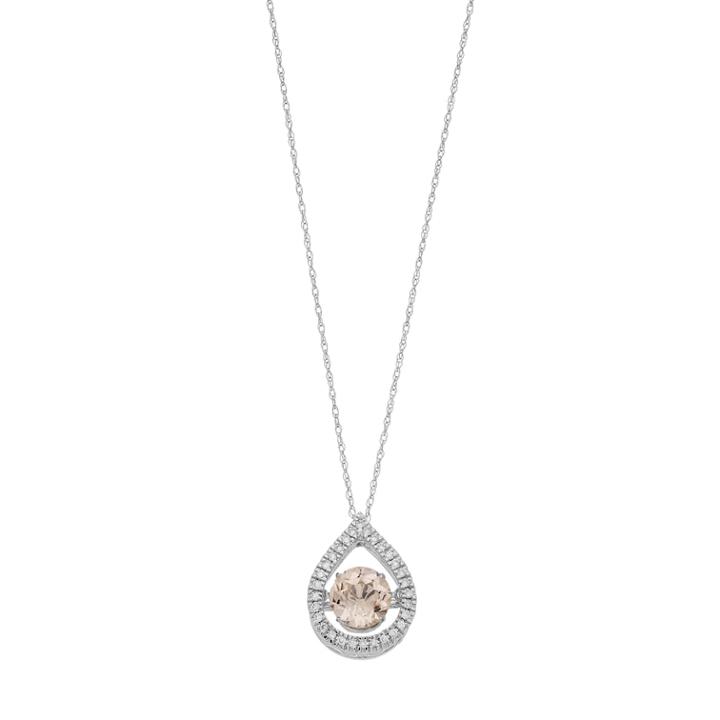 10k White Gold Morganite & Diamond Accent Floating Stone Pendant, Women's, Size: 18