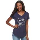 Women's Apt. 9&reg; Graphic V-neck Tee, Size: Xl, Blue (navy)