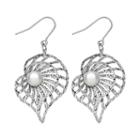 Sterling Silver Freshwater Cultured Pearl Shell Drop Earrings, Women's, White