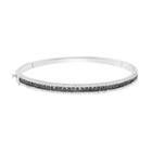 1 Carat T.w. Black And White Diamond Sterling Silver Bangle Bracelet, Women's