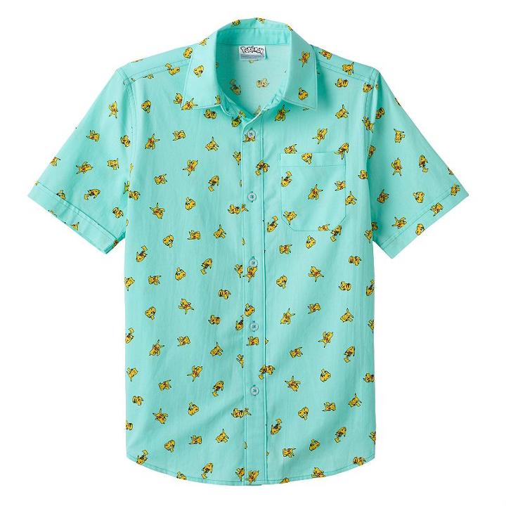 Boys 8-20 Pokemon Pikachu Button-down Shirt, Boy's, Size: Small, Green Oth