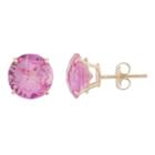 Lab-created Pink Sapphire 10k Gold Stud Earrings, Women's