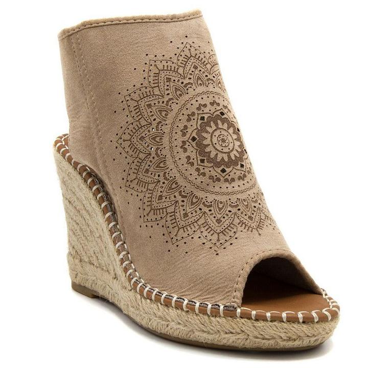 Sugar Harmony Women's Wedge Sandals, Girl's, Size: 8.5, Beig/green (beig/khaki)