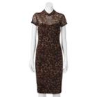 Juniors' Almost Famous Print Illusion Mock Neck Dress, Teens, Size: Small, Beige Oth