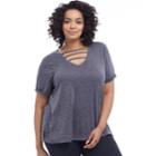 Plus Size Balance Collection Riley Strappy V-neck Tee, Women's, Size: 3xl, Grey