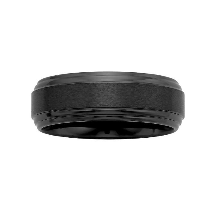 Men's Black Ceramic Wedding Band, Size: 6.50