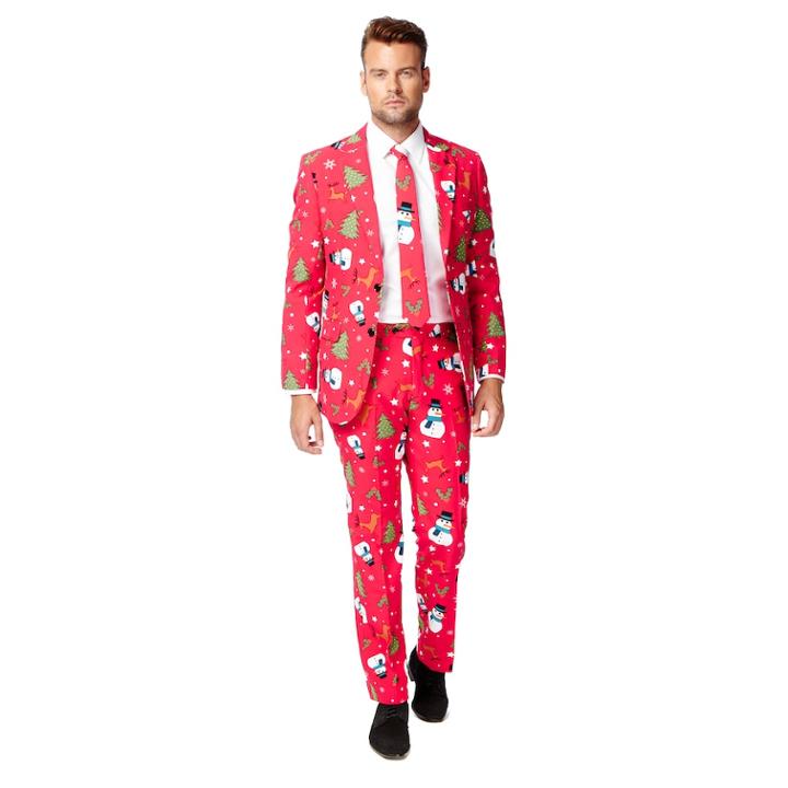 Men's Opposuits Slim-fit Christmaster Novelty Suit & Tie Set, Size: 40 - Regular, Brt Red
