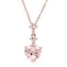 14k Rose Gold Morganite & Diamond Accent Linear Heart Pendant, Women's, Size: 17, Pink