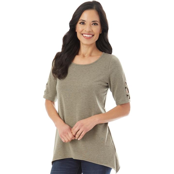 Women's Apt. 9&reg; Lattice Sleeve Tee, Size: Xxl, Dark Green