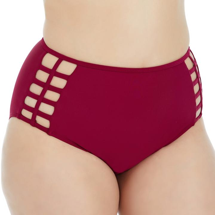 Plus Size Island Soul Curve High-waisted Bikini Bottoms, Women's, Size: 3xl, Med Pink
