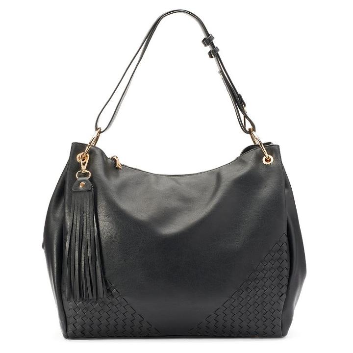 Mellow World Kimberly Woven Slouchy Convertible Hobo, Women's, Black