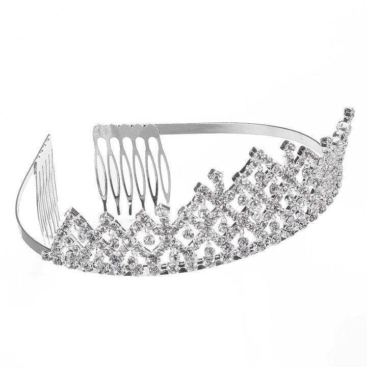 Simulated Crystal Lattice Tiara Headband, Women's, Natural