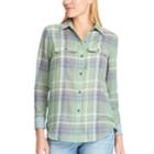 Women's Chaps Plaid Twill Button-down Shirt, Size: Xl, Green