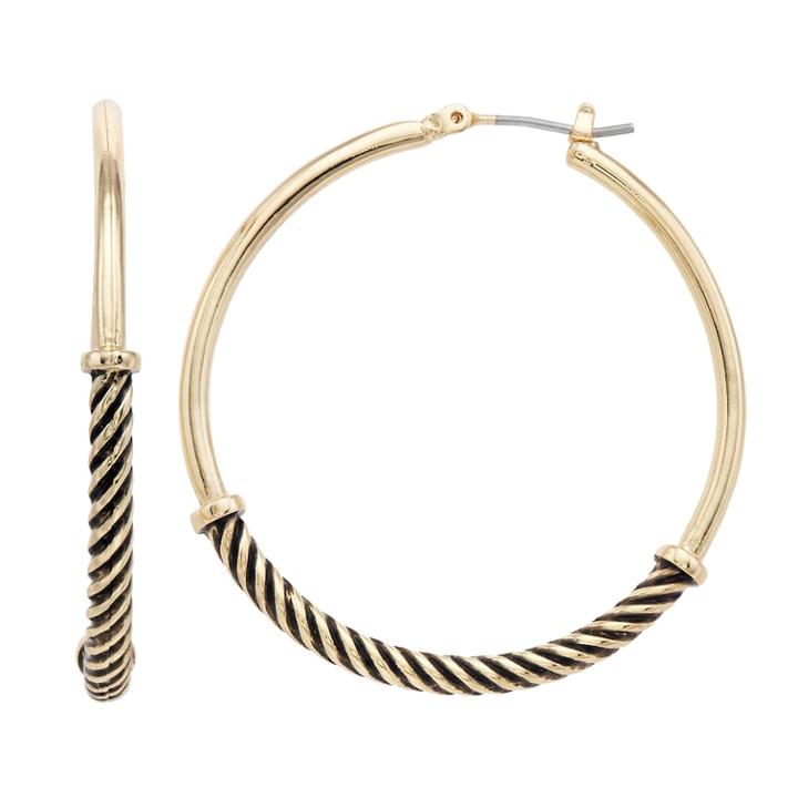 Dana Buchman Twist Textured Hoop Earrings, Women's, Gold