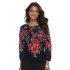 Women's Cathy Daniels Floral Print Sweater, Size: Xl, Floral Vines