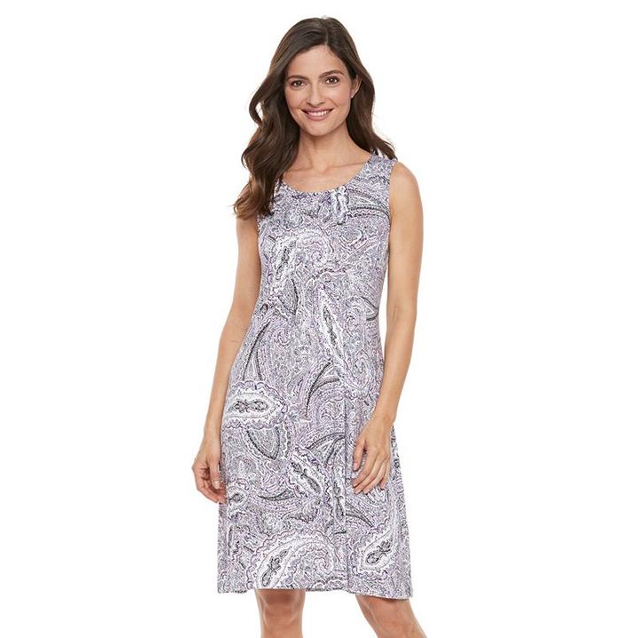 Women's Croft & Barrow&reg; Pintuck Fit & Flare Dress, Size: Small, Brt Purple