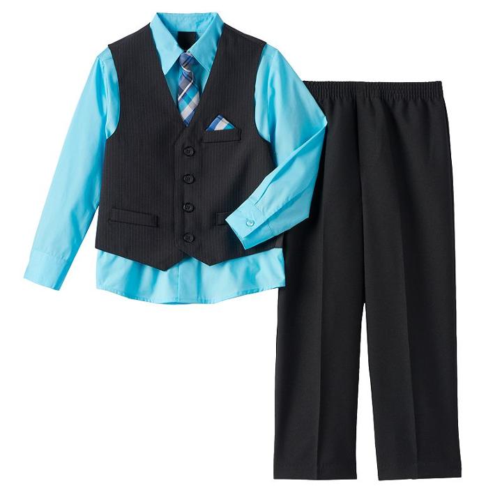 Boys 4-20 Van Heusen Pinstriped Vest 4-piece Set, Size: 10, Brt Blue
