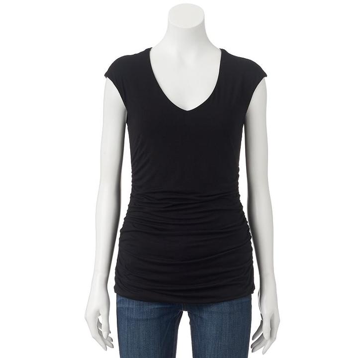 Women's Apt. 9&reg; Ruched Tank, Size: Medium, Black