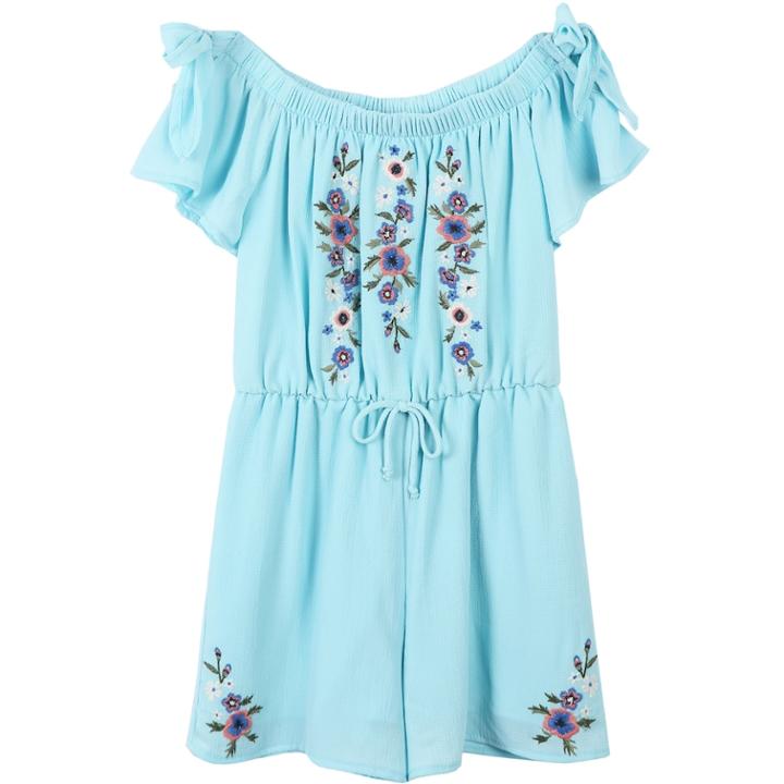 Girls 7-16 Speechless Embroidered Short Sleeve Romper, Size: Xl, Turquoise/blue (turq/aqua)