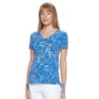 Women's Caribbean Joe V-neck Side-tie Top, Size: Xl, Dark Blue