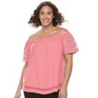 Juniors' Plus Size So&reg; Crochet Off-the-shoulder Top, Girl's, Size: 3xl, Lt Orange