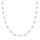 14k White Gold Dyed Freshwater Cultured Pearl Station Necklace, Women's, Size: 17, Pink
