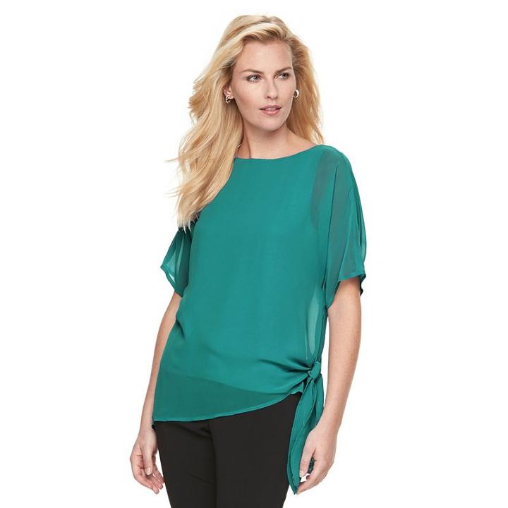 Women's Dana Buchman Chiffon Popover Top, Size: Small, Green