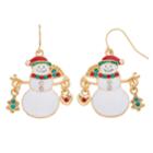 Christmas Tree & Heart Charm Snowman Nickel Free Drop Earrings, Women's, Multicolor