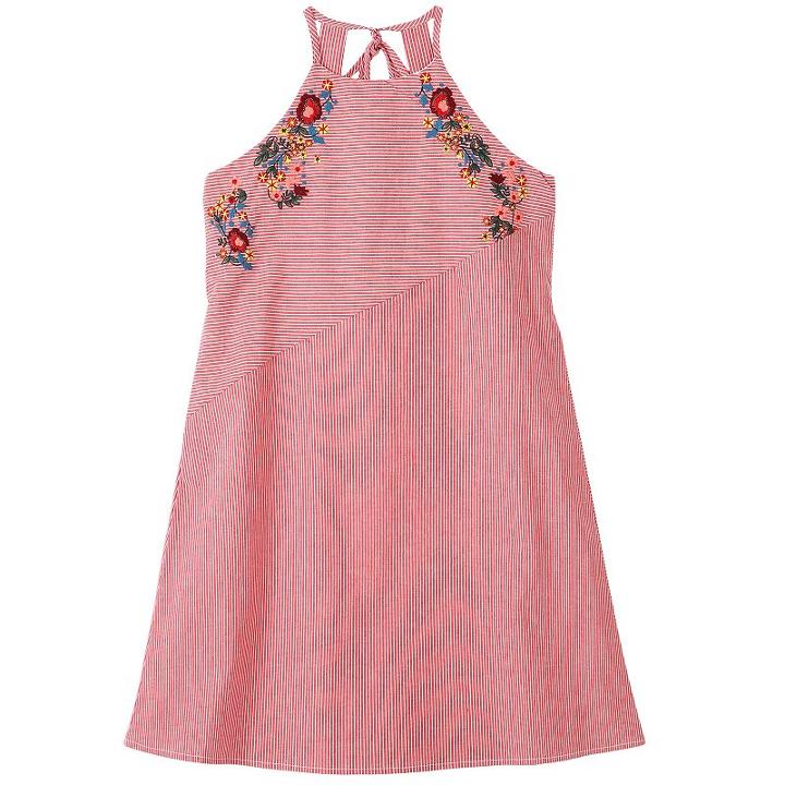 Girls 7-16 Speechless Embroidered Halter Striped Dress, Girl's, Size: 16, White Oth
