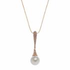 Croft & Barrow&reg; Long Pave Simulated Pearl Pendant Necklace, Women's, White
