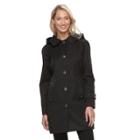 Women's Towne By London Fog Hooded Walker Jacket, Size: Large, Black