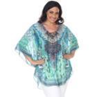 Plus Size White Mark Lace-up Poncho, Women's, Turquoise/blue (turq/aqua)