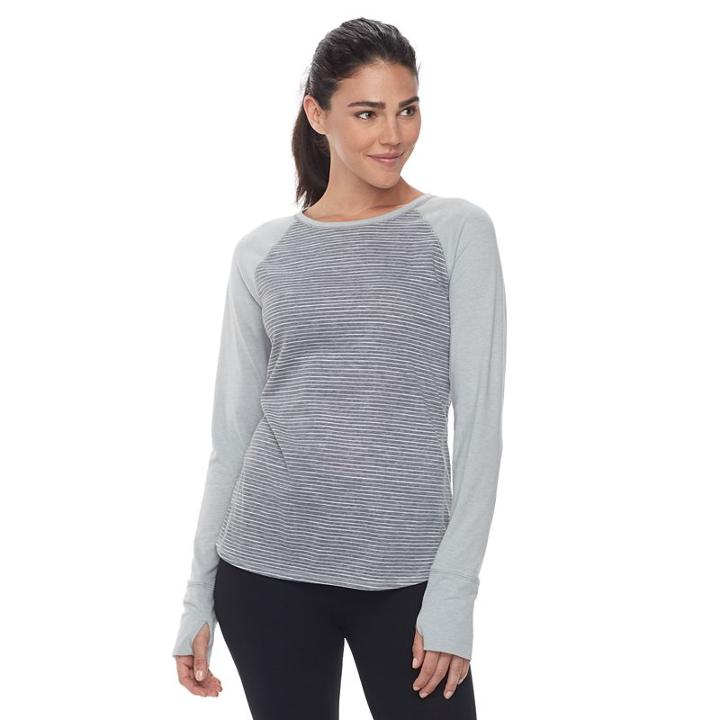 Petite Tek Gear&reg; Long Sleeve Tee, Women's, Size: L Petite, Grey