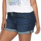 Juniors' Plus Size So&reg; Double-button Denim Midi Shorts, Teens, Size: 16, Dark Blue