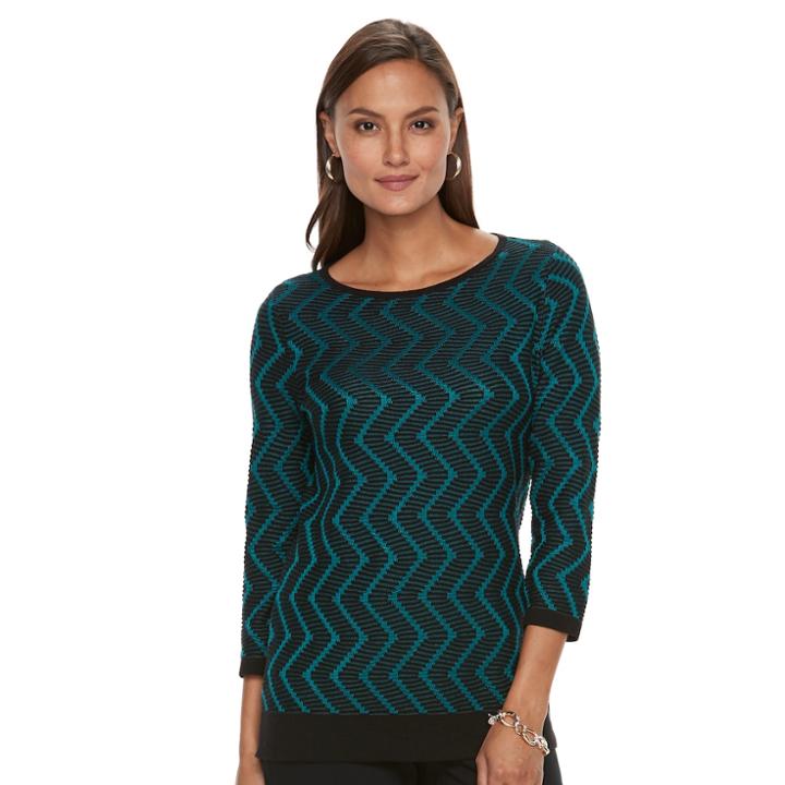 Women's Dana Buchman Zigzag Sweater, Size: Large, Green