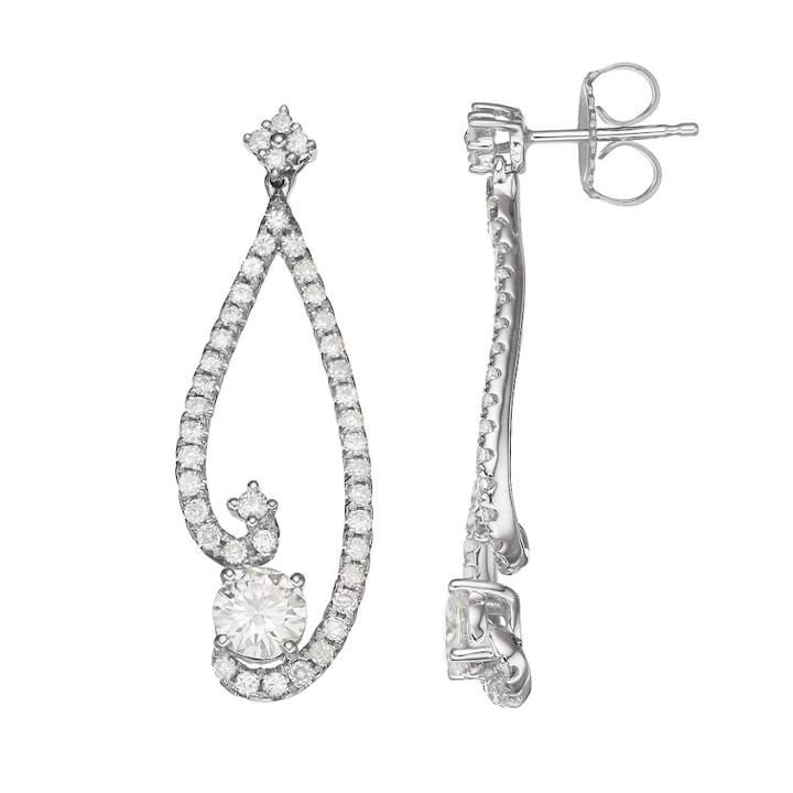 Forever Brilliant 14k White Gold 1 7/8 Carat T.w. Lab-created Moissanite Drop Earrings, Women's
