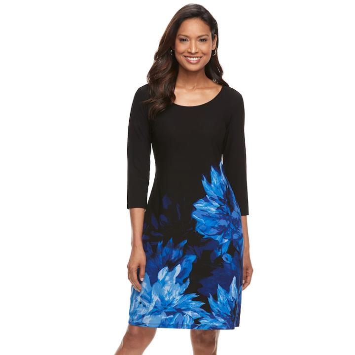 Women's Dana Buchman Scoopneck Shift Dress, Size: Large, Dark Blue