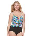 Women's A Shore Fit Bust Enhancer Tiered Floral Midkini, Size: 10, Ovrfl Oth