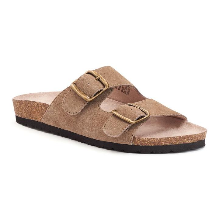 Sonoma Goods For Life&trade; Women's Leather Slide Sandals, Size: Medium (10), Lt Beige