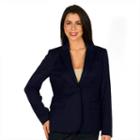 Women's Harve Benard One-button Solid Blazer, Size: 14, Dark Blue