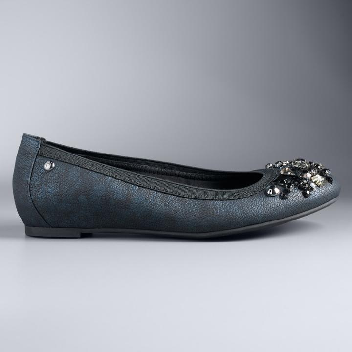 Simply Vera Vera Wang Women's Beaded Ballet Flats, Size: 8.5 Wide, Blue